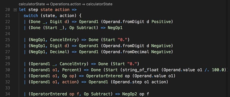 Reason code for the Calculator transitions. See accessible text version at the link just before this image.